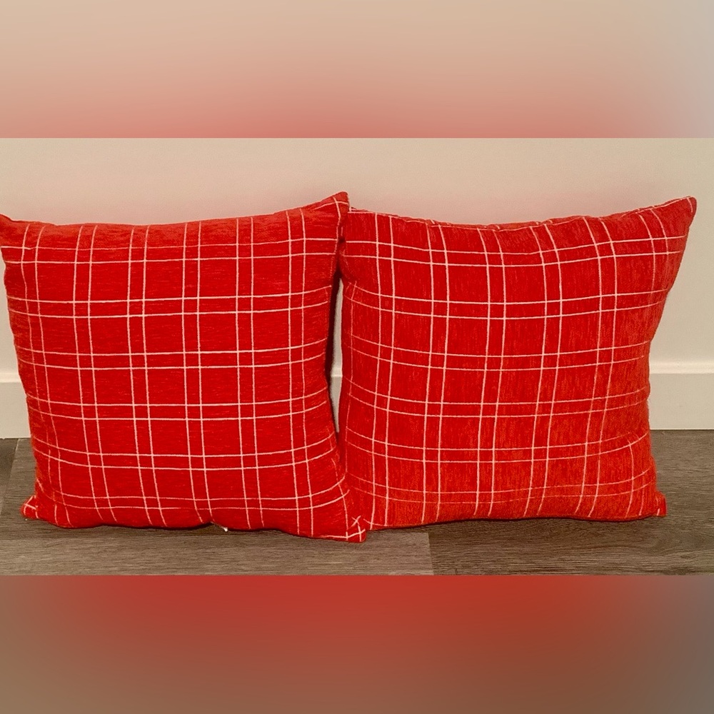 Red Plaid Decorative Throw Pillow Pair - Home Holiday